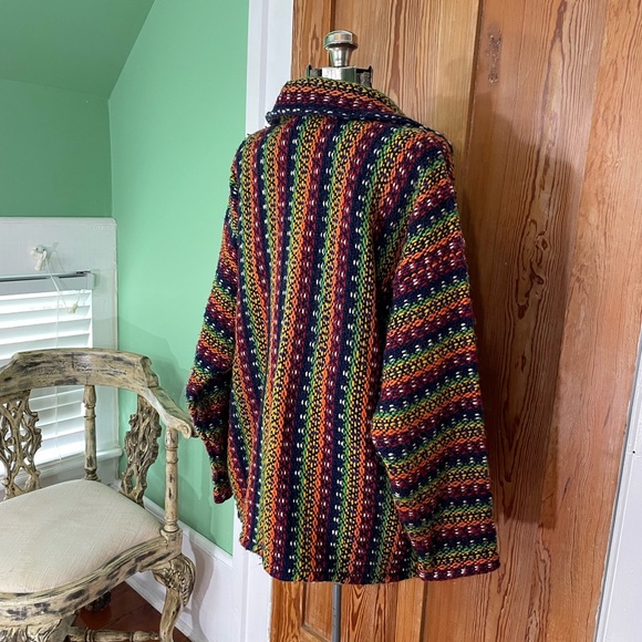 🌈 Vintage Handwoven Boho Jacket – One-of-a-Kind Hippie Magic Unisex Size Lage - Picture 13 of 14